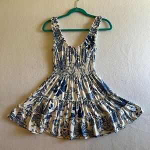 Urban Outfitters Lizzy Smocked Floral Tiered Ruffle Mini Dress Size XS